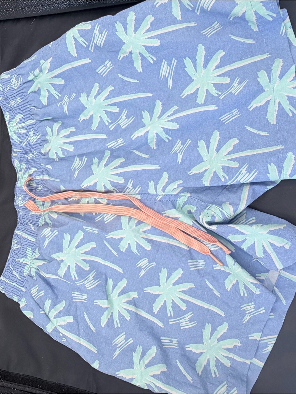 Chubbies Men’s M Blue/Green Palm Tree Swim Trunks Drawstring Mesh Lined